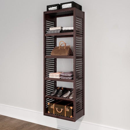 John Louis Home Solid Wood 16in. Deep Storage Tower with Shelves Espresso JLH-300-E